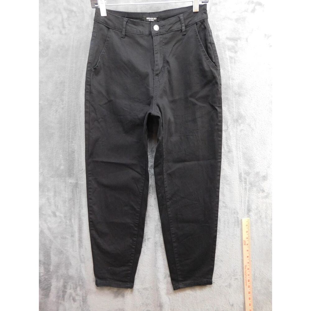 American Bazi Pants Womens S Black High Rise Tapered Ankle Stretch Zip Fly